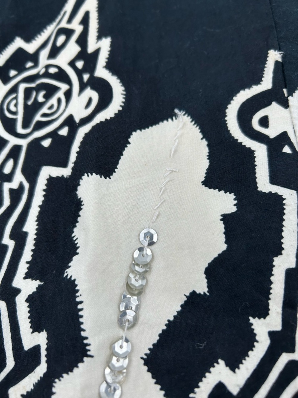 i.e. Petite Boho Black & Cream Decorative Circle Skirt with Silver Sequins 6P - Picture 5 of 7